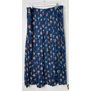 Vtg Leslie Fay Maxi Skirt Sz 16 Floral Pleated Grannycore Retro 90s Style Casual